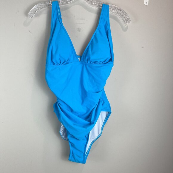 NWT Macy's Blue one piece swimsuit Size 10 - Picture 1 of 5